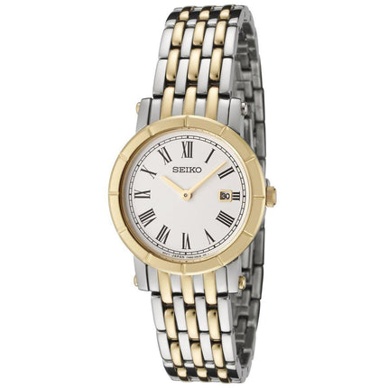 Seiko SXB418P1 Women's Two Tone Steel Quartz White Dial Date Watch ,
