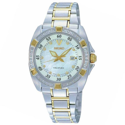 Seiko SXDA20 Women's Velatura Diamond White MOP Dial Two Tone Steel Bracelet Watch ,