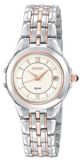 Seiko SXDB18 Women's Two Tone Rose Gold Plated White Dial Watch ,