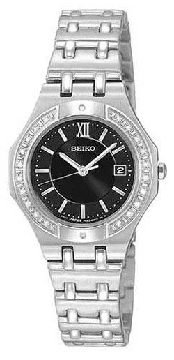 Seiko SXDB29 Women's Slimline Diamond Black Dial Watch ,