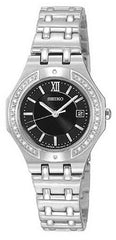 Seiko SXDB29 Women's Slimline Diamond Black Dial Watch