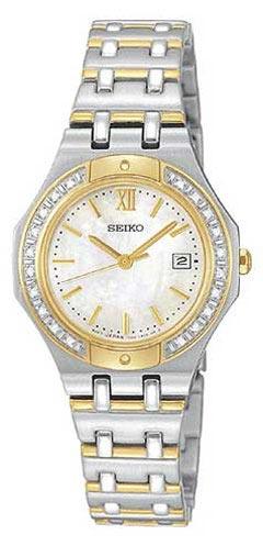 Seiko SXDB32 Women's Slimline Two Tone White Dial Watch ,
