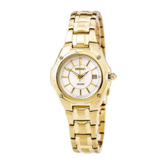 Seiko SXDB48 Women's Dress Silver Dial Yellow Gold Steel Bracelet Watch