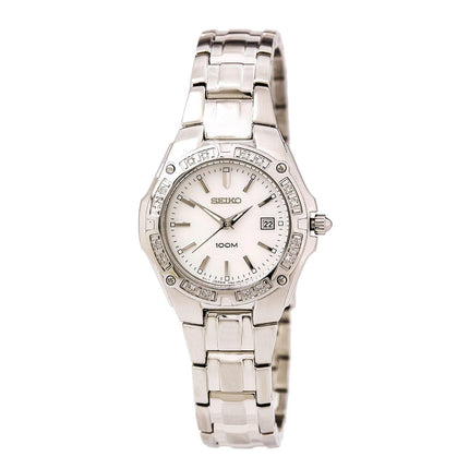 Seiko SXDB51 Women's Stainless Steel White Dial Diamond Watch ,