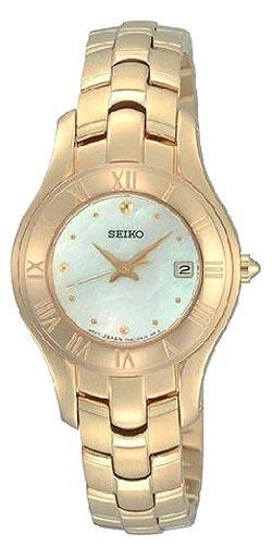 Seiko SXDB74 Women's Gold Tone White Mother of Pearl Watch ,