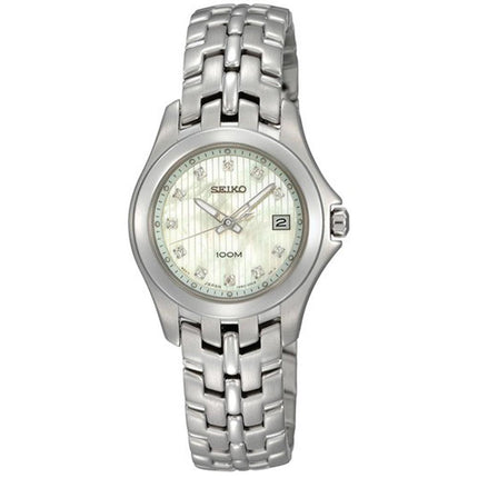 Seiko SXDC11 Women's Mother of Pearl Dial Stainless Steel Diamond Watch ,