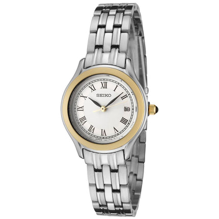 Seiko SXDC26P1 Women's Dress White Dial Quartz Stainless Steel Bracelet Watch ,