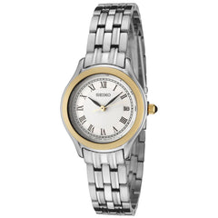 Seiko SXDC26P1 Women's Dress White Dial Quartz Stainless Steel Bracelet Watch