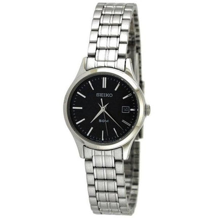 Seiko SXDC41 Women's Stainless Steel Black Dial Quartz Watch ,
