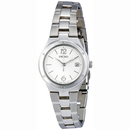 Seiko SXDC47 Women's Stainless Steel White Dial Quartz Watch ,