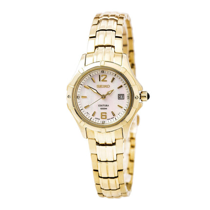 Seiko SXDC94 Women's Coutura MOP Dial Yellow Gold Steel Bracelet Watch ,