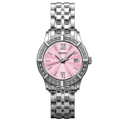 Seiko SXDE47 Women's Dress Pink Dial Stainless Steel Quartz Crystal Watch ,