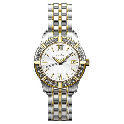 Seiko SXDE50 Women's Dress Silver Dial Two Tone Stainless Steel Quartz Crystal Watch ,