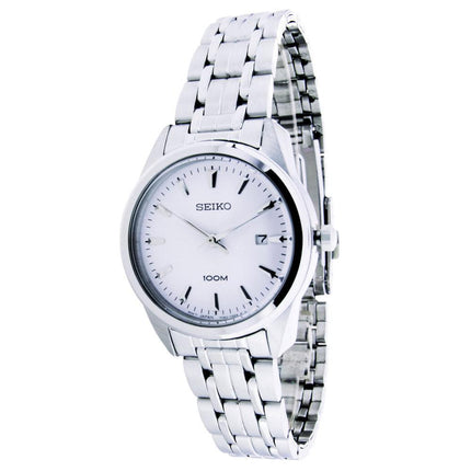 Seiko SXDE61 Women's White Dial Stainless Steel Bracelet Watch ,