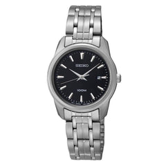 Seiko SXDE65 Women's Classic Stainless Steel Bracelet Black Dial Watch