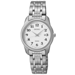 Seiko SXDE75 Women's Dress Quartz White Dial Stainless Steel Date Watch