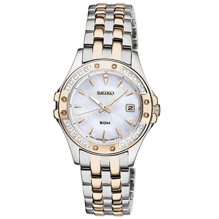 Seiko SXDE84 Women's Le Grand Sport Two Tone Steel Bracelet White MOP Dial Diamond Watch ,