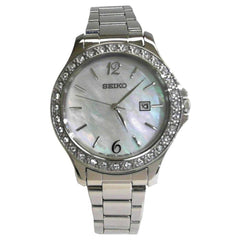 Seiko SXDF85 Women's Swarovski Crystal MOP Dial Stainless Steel Quartz Watch