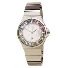 Seiko SXDG55 Women's Core White MOP Dial Colorful Swarovski Crystal Steel Watch