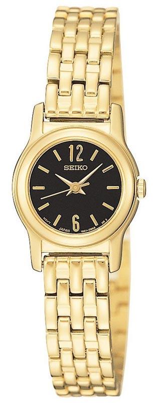 Seiko SXGM08 Women's Gold Tone SS Black Dial Quartz Watch ,