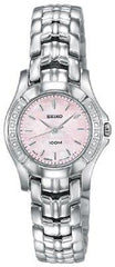 Seiko SXGN49 Women's Pink Mother of Pearl Dial Stainless Steel Diamond Watch