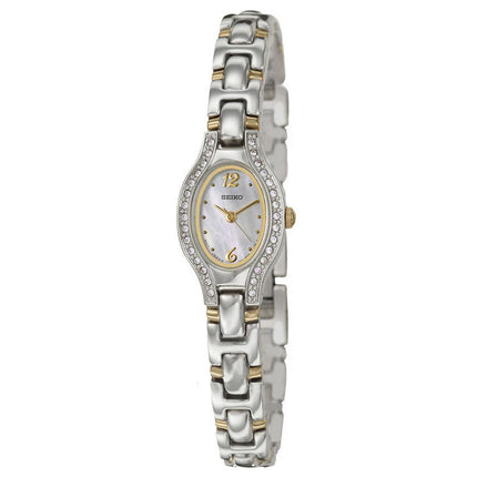 Seiko SXGN69 Women's Classic MOP White Dial Two Tone Steel Bracelet Swarovski Crystal Watch ,