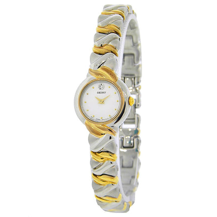 Seiko SXJZ38 Women's Diamond Quartz White Dial Two Tone Steel Watch ,