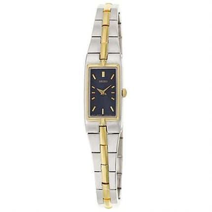 Seiko SZZC46 Women's Quartz Rectangular Blue Dial Two Tone Steel Watch ,