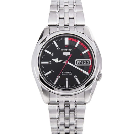 Seiko Unisex Watch - Series 5 Black Dial Silver Stainless Steel Bracelet | SNK375K1 ,