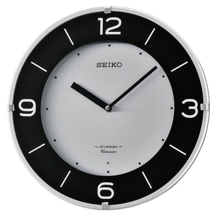 Seiko Wall Clock - Quartz White Dial Musical Silver Tone Case | QXM358SLH ,