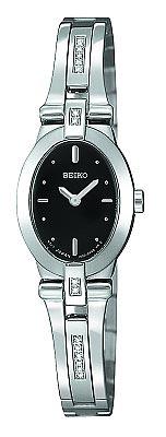 Seiko Women's 16 Diamond Black Dial Watch SUJC53 ,