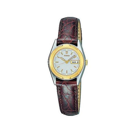 Seiko Women's Day Date Leather Strap Watch SWZ156 ,