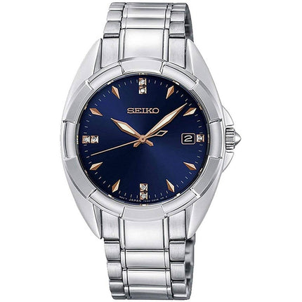 Seiko Women's Diamond Watch - Mallisto Blue Dial Silver Tone Bracelet | SKK889P1 ,