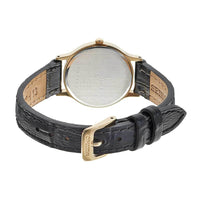 Seiko Women's Quartz Watch - Yellow Gold Case White Dial Black Leather Strap | SUP304 ,