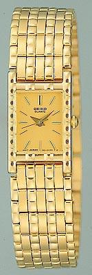 Seiko Women's Rectangular Face Gold Bracelet Watch SXG372 ,