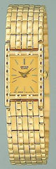 Seiko Women's Rectangular Face Gold Bracelet Watch SXG372