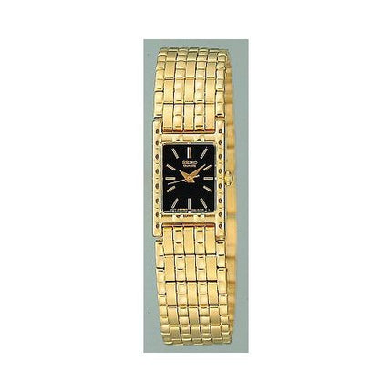 Seiko Women's Rectangular Face Gold Bracelet Watch SXG374 ,