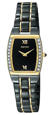 Seiko Women's Two Tone Black IP Diamond Watch SUJF28 ,