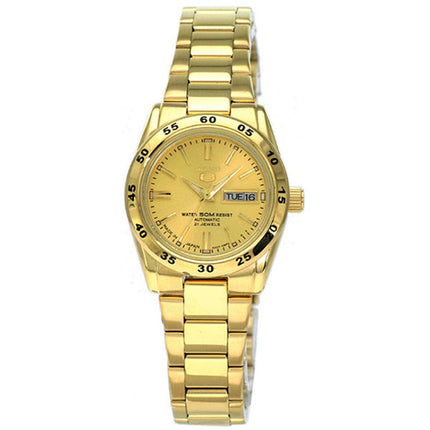 Seiko Women's Watch - Automatic Day-Date Gold Tone Dial Bracelet | SYMG44K1 ,