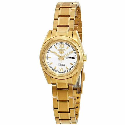 Seiko Women's Watch - Series 5 White Dial YG Stainless Steel Bracelet | SYMK30K1 ,
