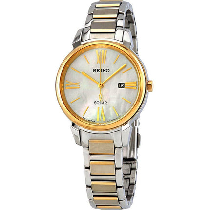 Seiko Women's Watch - Solar Mother of Pearl Dial Stainless Steel Bracelet | SUT324P1 ,