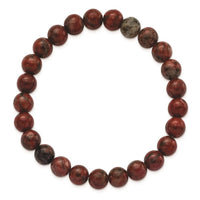 Sesame Red Agate Beaded Stretch Bracelet ,