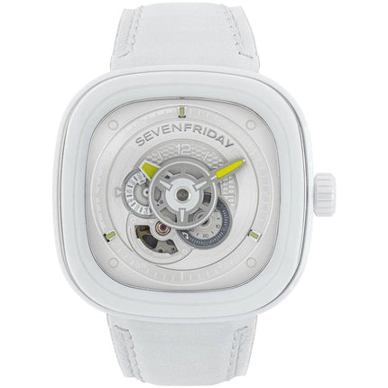 SevenFriday Men's Automatic Watch - Caipi Power Reserve White Leather Strap | P1C-04 ,