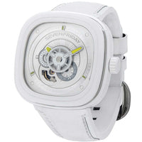 SevenFriday Men's Automatic Watch - Caipi Power Reserve White Leather Strap | P1C-04 ,