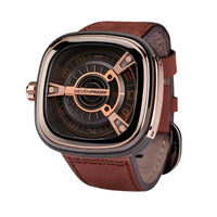 SevenFriday Men's Automatic Watch - M Series Black Dial Brown Leather Strap | M2-02 ,