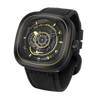 SevenFriday Men's Automatic Watch - P Series Power Reserve Black Dial Strap | P2B-02 ,