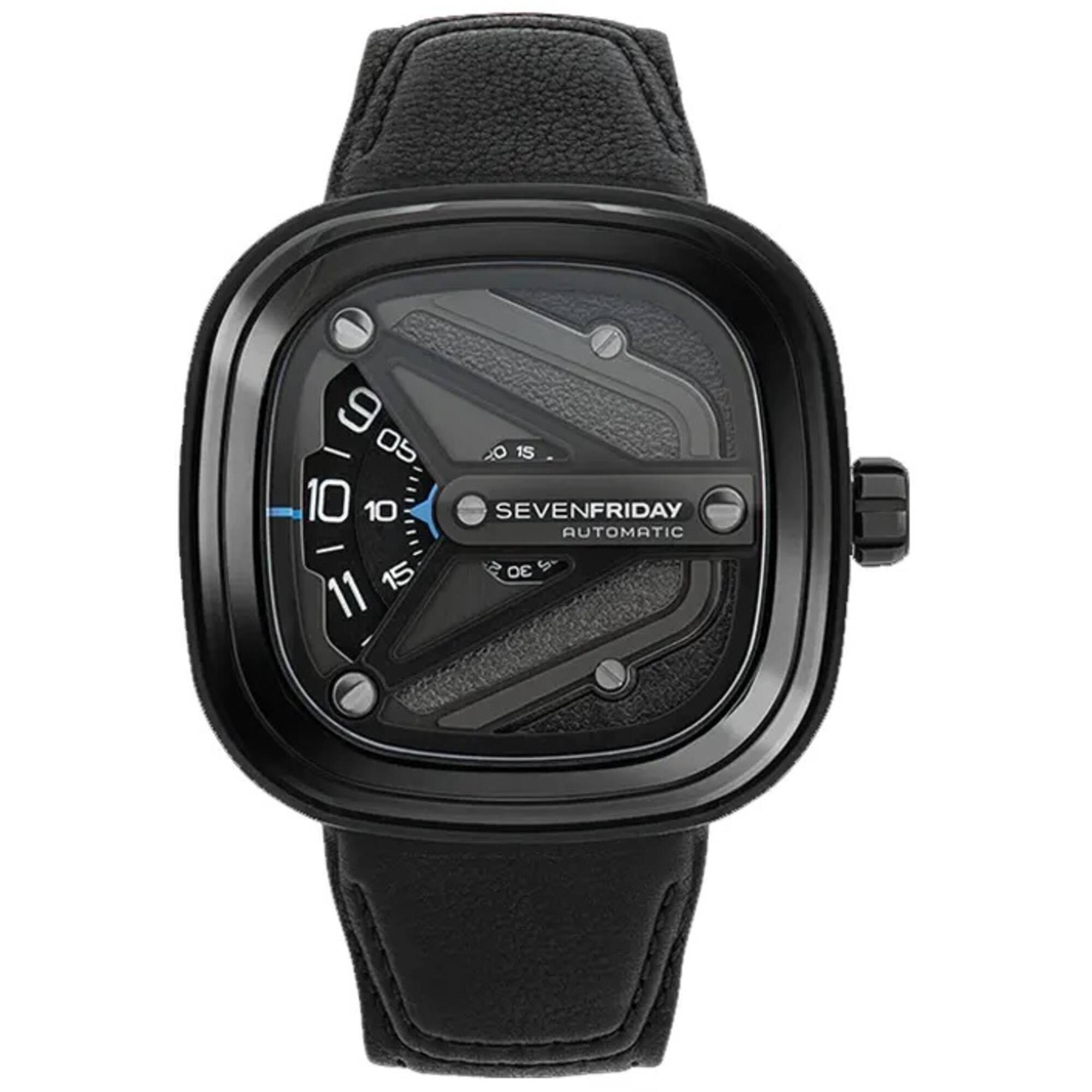 SevenFriday Men's Watch Automatic Black and Grey Dial Leather Strap