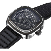 SevenFriday Men's Watch - M-Series Automatic Silver Tone Case Black Strap | M3-08 ,