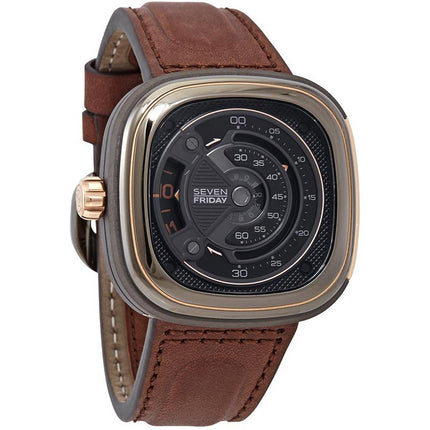 SevenFriday Men's Watch - M-Series Black Dial Brown Genuine Leather Strap | M2B-01 ,