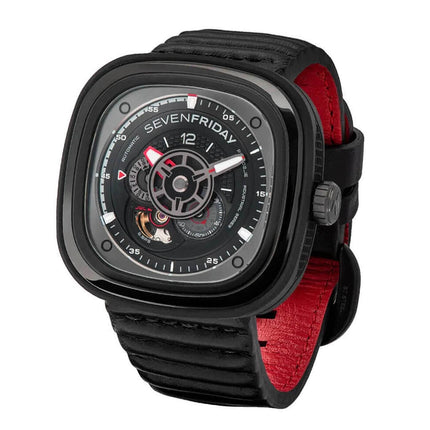 SevenFriday Men's Watch - P-Series Racer III Automatic Black Dial Strap | P3C-06 ,